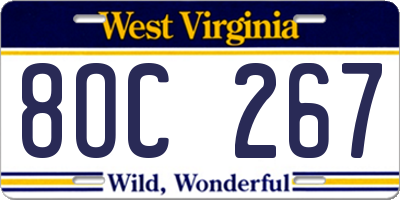 WV license plate 8OC267