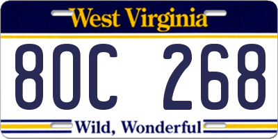 WV license plate 8OC268