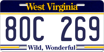 WV license plate 8OC269
