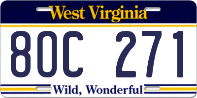 WV license plate 8OC271