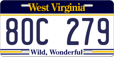WV license plate 8OC279
