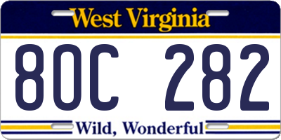 WV license plate 8OC282