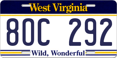 WV license plate 8OC292
