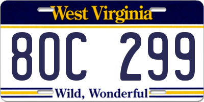 WV license plate 8OC299