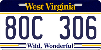 WV license plate 8OC306