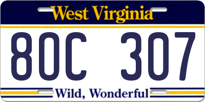 WV license plate 8OC307