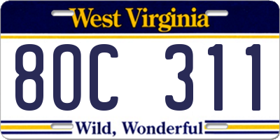 WV license plate 8OC311