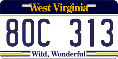 WV license plate 8OC313
