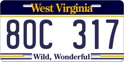 WV license plate 8OC317