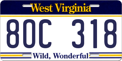WV license plate 8OC318