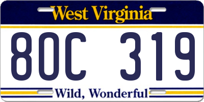 WV license plate 8OC319
