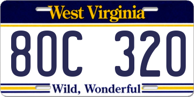 WV license plate 8OC320