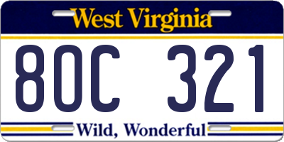 WV license plate 8OC321