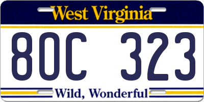 WV license plate 8OC323