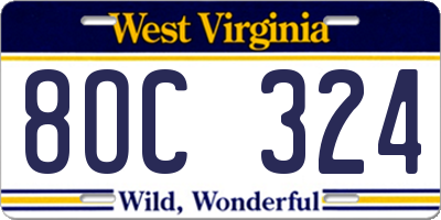 WV license plate 8OC324