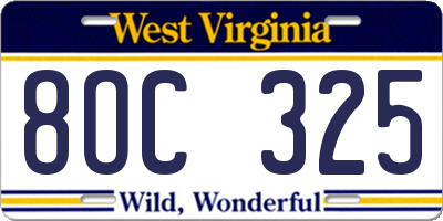 WV license plate 8OC325