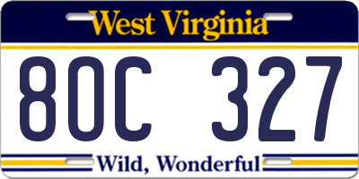 WV license plate 8OC327