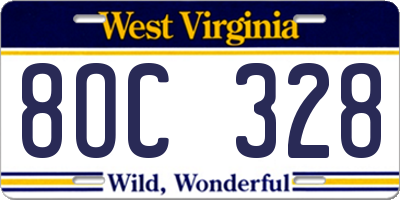 WV license plate 8OC328