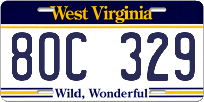 WV license plate 8OC329
