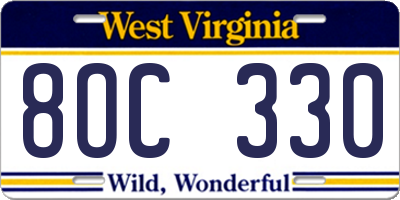 WV license plate 8OC330