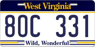 WV license plate 8OC331