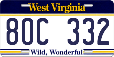 WV license plate 8OC332
