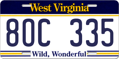 WV license plate 8OC335