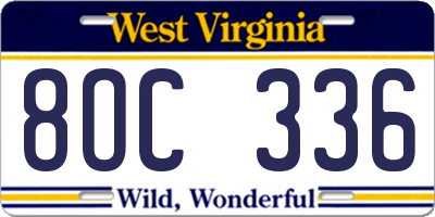 WV license plate 8OC336