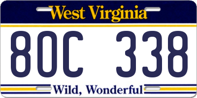 WV license plate 8OC338