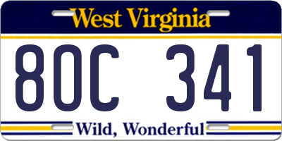 WV license plate 8OC341
