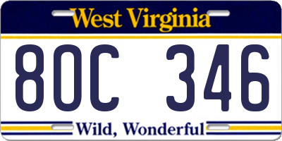 WV license plate 8OC346