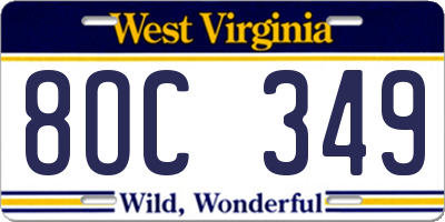 WV license plate 8OC349