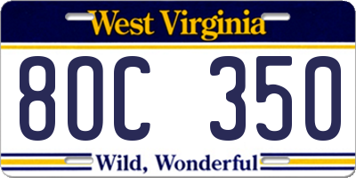 WV license plate 8OC350