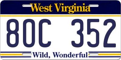 WV license plate 8OC352