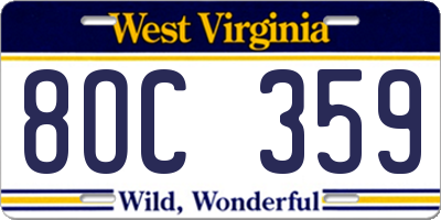 WV license plate 8OC359