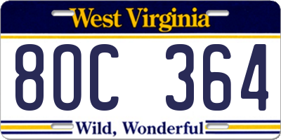 WV license plate 8OC364