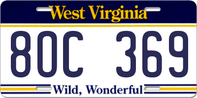 WV license plate 8OC369