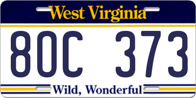 WV license plate 8OC373