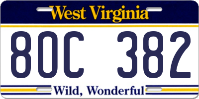 WV license plate 8OC382