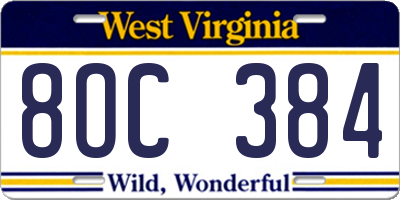 WV license plate 8OC384