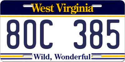 WV license plate 8OC385