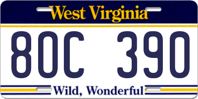 WV license plate 8OC390