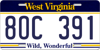 WV license plate 8OC391