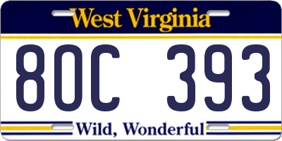 WV license plate 8OC393