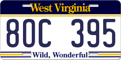 WV license plate 8OC395
