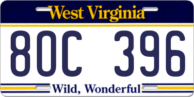 WV license plate 8OC396