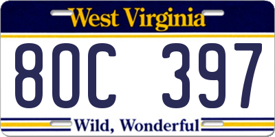 WV license plate 8OC397