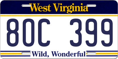 WV license plate 8OC399