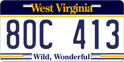 WV license plate 8OC413
