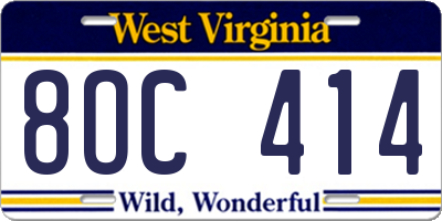 WV license plate 8OC414